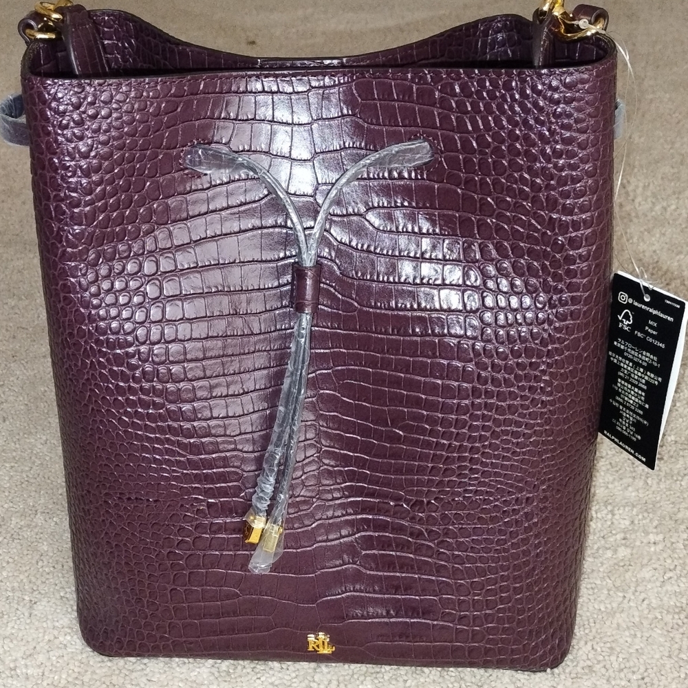 Ralph Lauren Dryden Debby Medium Bordeaux Leather Satchel bag. New with Tag